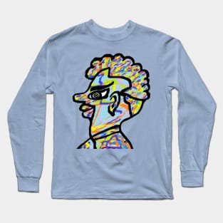 Perfil Abstracto de un Joven Feliz Long Sleeve T-Shirt